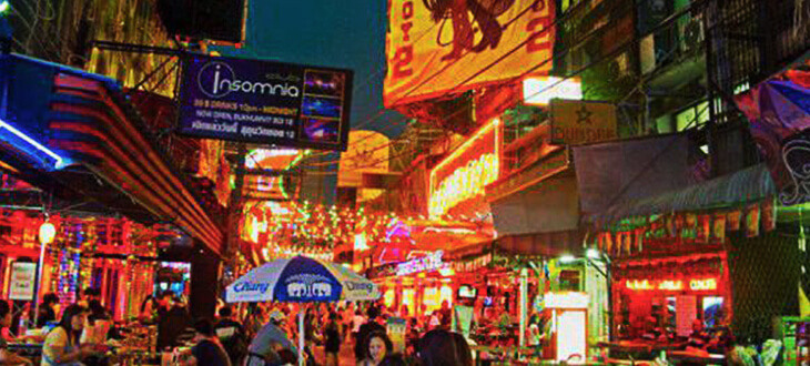 View in the night market in Thailand